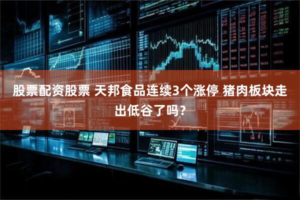 股票配资股票 天邦食品连续3个涨停 猪肉板块走出低谷了吗？